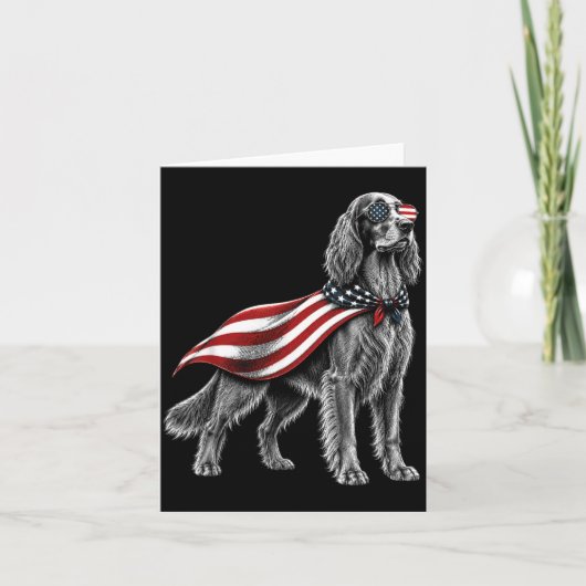 Ierse Setter 4 juli Amerikaanse vlag Hond Kaart (Voorkant)