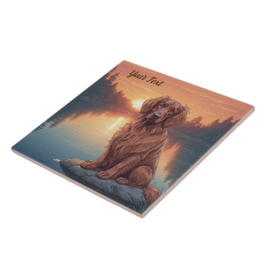 Ierse Setter aan het meer Tegeltje (Zijkant)