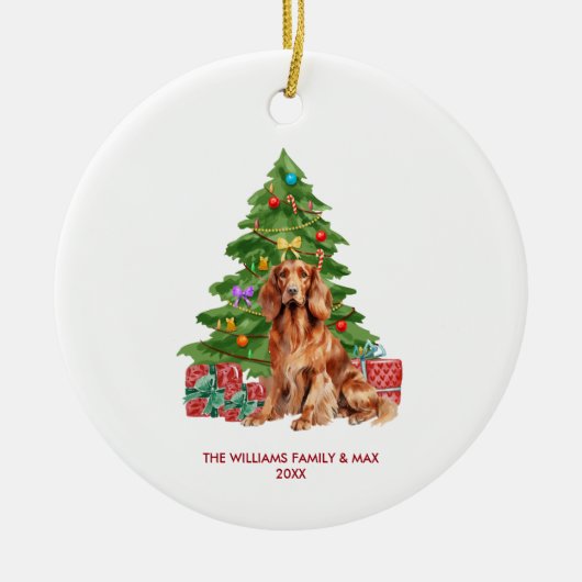 Ierse Setter Dog Gepersonaliseerde Kerst Keramisch Ornament (Voorkant)