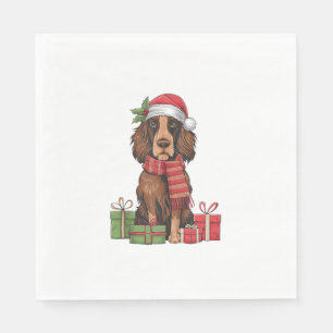 Ierse Setter Dog Kerstoutfits Santa Hat Dog X Servet