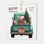 Ierse Setter Dog Retro Truck Kerstmis Keramisch Ornament (Links)
