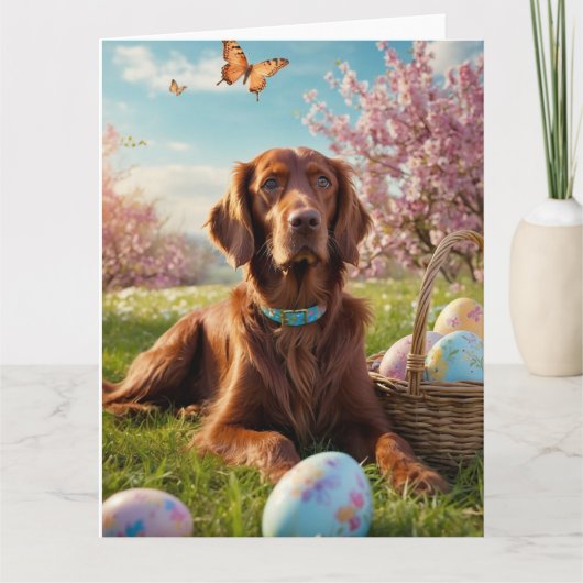 Ierse Setter Easter Eggs Kaart (Voorkant)
