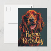 Ierse Setter Gelukkige Verjaardag Briefkaart (Voorkant / Achterkant)