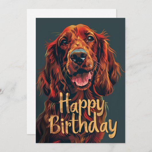 Ierse Setter Gelukkige Verjaardag Feestdagenkaart (Voorkant / Achterkant)