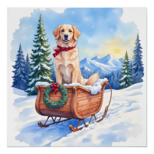 Ierse Setter geniet van Kerstslee Rit Winter Perfect Poster (Voorkant)