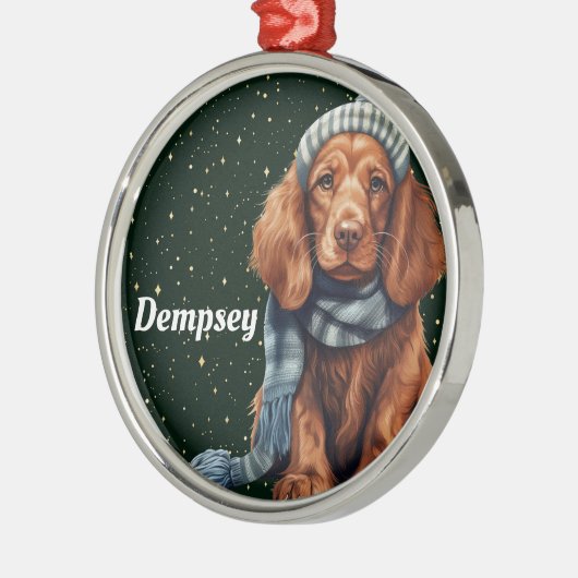 Ierse Setter Gepersonaliseerde Kerst Ornament (Links)