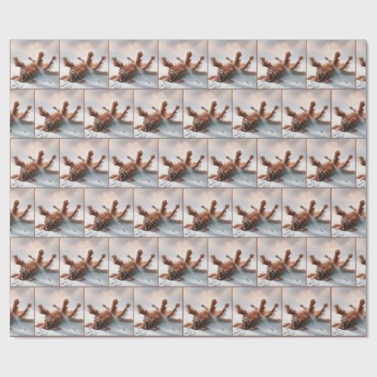 Ierse Setter heeft plezier in de sneeuw Cadeaupapier (Vlak)