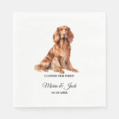 Ierse Setter Hond bruiloft servetten met foto (Voorkant)