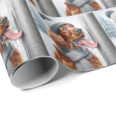 Ierse Setter hond likt een bevroren paal Cadeaupapier (Rol Hoek)