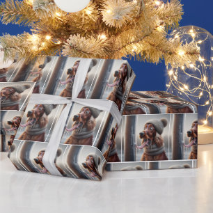 Ierse Setter hond likt een bevroren paal Cadeaupapier