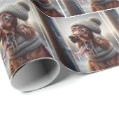 Ierse Setter hond likt een bevroren paal Cadeaupapier (Rol Hoek)