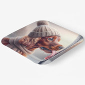 Ierse Setter hond likt een bevroren paal Papieren Bordje (Gebogen)