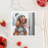 Ierse Setter hond likt een bevroren paal Servet (Insitu)