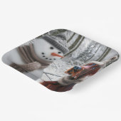 Ierse Setter Hond Met Een Sneeuwman Papieren Bordje (Gebogen)