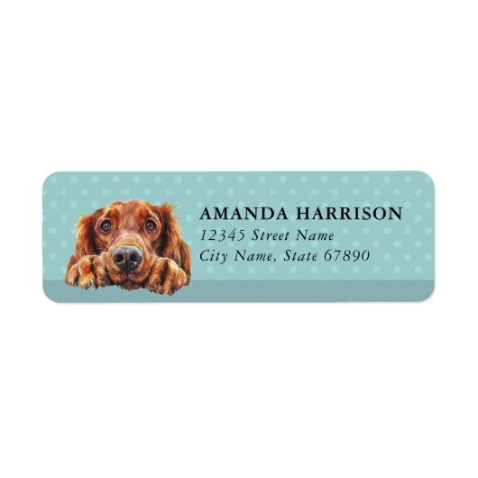 Ierse Setter Hond Retouradreslabels Etiket (Voorkant)