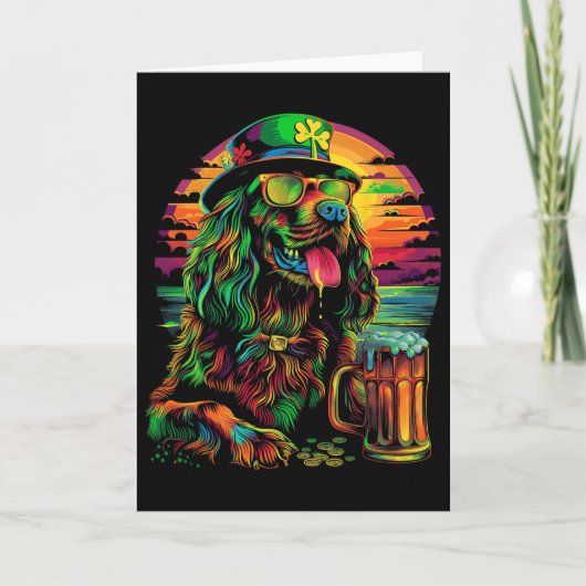 Ierse Setter Hond Sungles St Patricks Day Bier Pop Kaart (Voorkant)