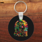 Ierse Setter Hond Zonnigbladeren St. Patrick's Day Sleutelhanger (Voorkant)