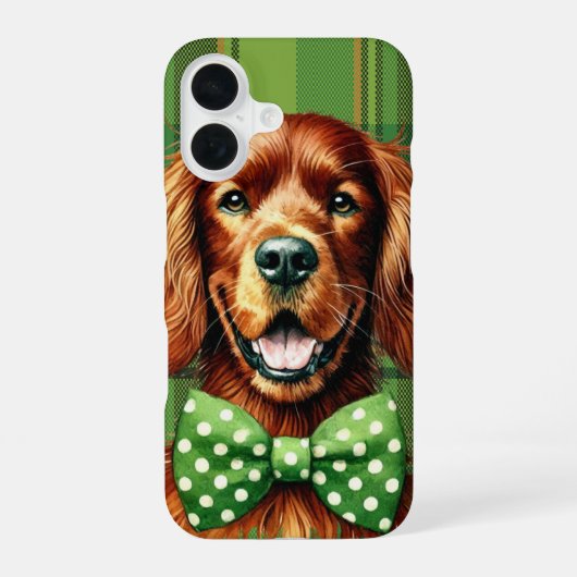  IERSE SETTER HONDENGEZICHT MET SHAMROCKS iPhone 16 HOESJE (Achterkant)
