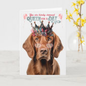 Ierse Setter Hondenkoningin voor Dag Grappige Verj Kaart (Gele Bloem)