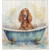 Ierse setter in badkuip Waterverf hondenkunst Douchegordijn (Voorkant)