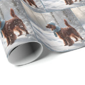 Ierse Setter in de winter Bossen Cadeaupapier (Rol Hoek)