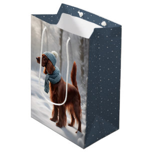 Ierse Setter in de winter Bossen Medium Cadeauzakje