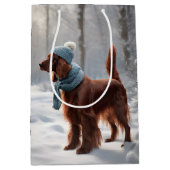 Ierse Setter in de winter Bossen Medium Cadeauzakje (Voorkant)