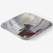 Ierse Setter in de winter Bossen Papieren Bordje (Gebogen)