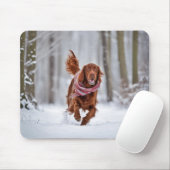 Ierse setter in sneeuw muismat (Met muis)