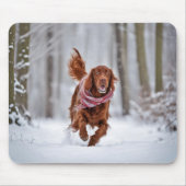 Ierse setter in sneeuw muismat (Voorkant)