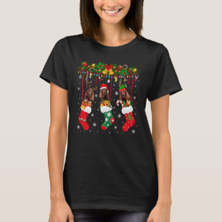 Ierse setter in sok Xmas rendier Santa Elf hond T-shirt
