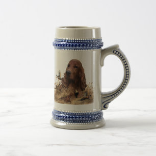 Ierse setter jacht fazant, kunst bierpul