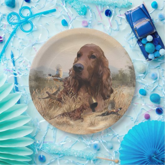 Ierse setter jacht fazant, kunst papieren bordje (Feest)