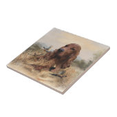 Ierse setter jacht fazant, kunst tegeltje (Zijkant)