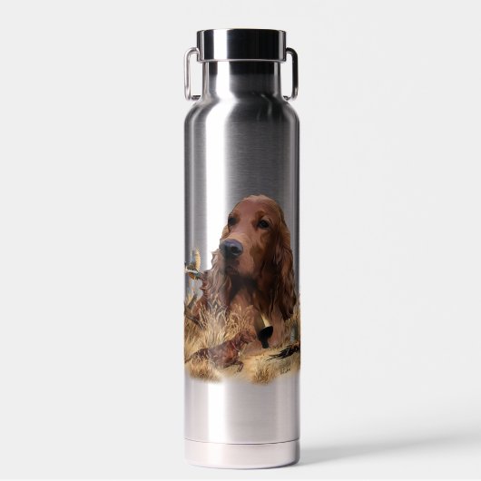 Ierse setter jacht fazant, kunst waterfles (Voorkant)