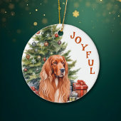 Ierse Setter Joyful Christmas Keramisch Ornament