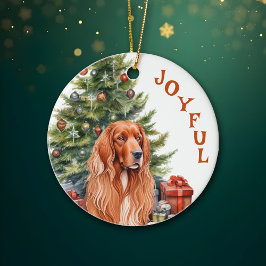 Ierse Setter Joyful Christmas Keramisch Ornament