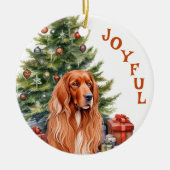 Ierse Setter Joyful Christmas Keramisch Ornament (Voorkant)