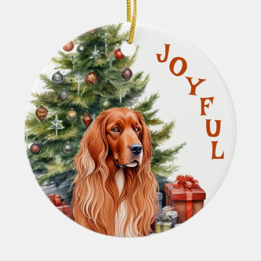 Ierse Setter Joyful Christmas Keramisch Ornament (Voorkant)