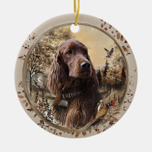 Ierse Setter Keramisch Ornament (Voorkant)