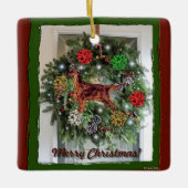 Ierse Setter Keramische Kerst Ornament (Voorkant)
