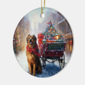 Ierse Setter Kerst Feestelijke Periode Keramisch Ornament (Links)