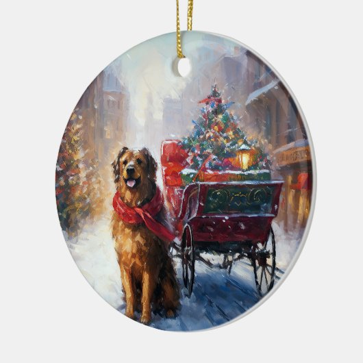 Ierse Setter Kerst Feestelijke Periode  Keramisch Ornament (Links)