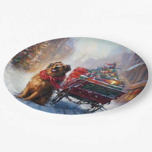 Ierse Setter Kerst Feestelijke Periode  Papieren Bordje (Gekanteld)