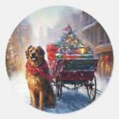 Ierse Setter Kerst Feestseizoen Ronde Sticker (Voorkant)