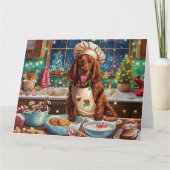 Ierse Setter Kerstbakfeest: Feestelijke Kerst Kaart (Voorkant)