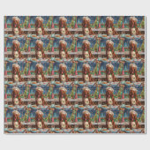 Ierse Setter Kerstbakfeest: Festieve Kerst Cadeaupapier (Vlak)