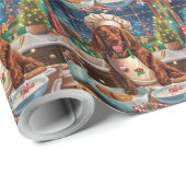 Ierse Setter Kerstbakfeest: Festieve Kerst Cadeaupapier (Rol Hoek)