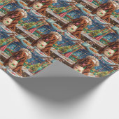Ierse Setter Kerstbakfeest: Festieve Kerst Cadeaupapier (Hoek)