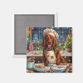 Ierse Setter Kerstbakfeest: Festieve Kerst  Magneet (Voorkant / Achterkant)